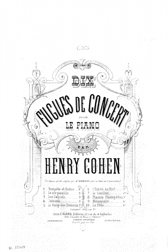 Cohen - 10 Fugues de Concert - Score