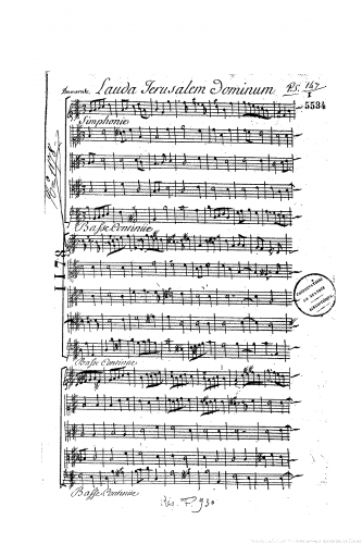 Desmarets - Lauda Jerusalem Dominum, Psaume 147 - Score