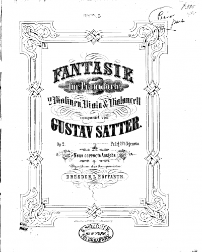 Satter - Fantasy for Piano Quintet