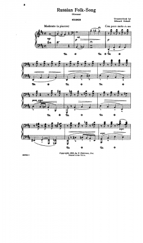 Schütt - Russian Folk-Song - For Piano 4 hands - Piano score