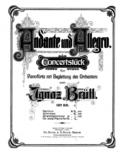 Brüll - Andante und Allegro - For 2 Pianos - Score