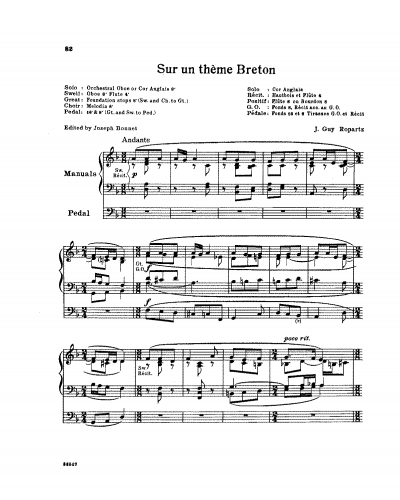 Ropartz - Sur un thème Breton - Score