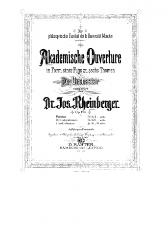 Rheinberger - Akademische Ouverture - Score