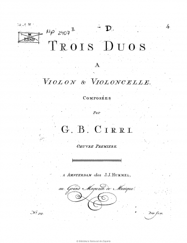 Cirri - 3 Duos for Violin and Cello, Op. 1