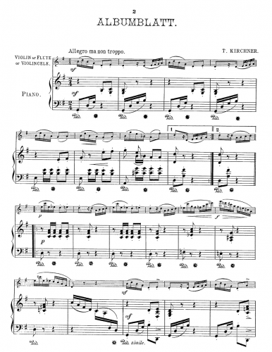 Kirchner - Albumblätter - For Flute and Piano - Piano score and flute part