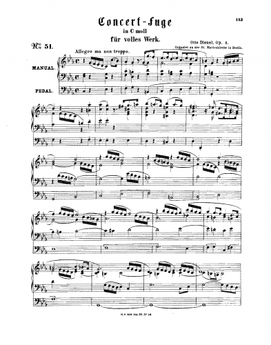 Dienel - Concert-Fuge, Op. 1 - Score