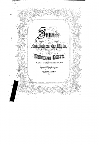 Goetz - Sonata for Piano four Hands, Op. 17 - Score