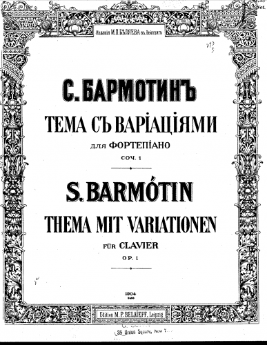 Barmotin - Theme with variations - Score