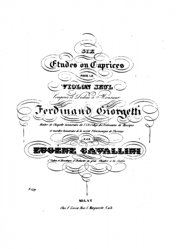 Cavallini - 6 Caprices for Violin - Score