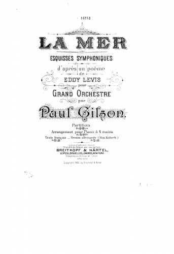 Gilson - La mer - For Piano 4 hands - Score