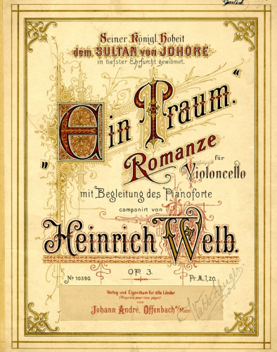 Welb - Ein Traum - Romanze, Op. 3 - Piano score and Cello part