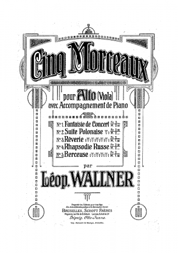 Wallner - Berceuse - Piano Score, Viola Part