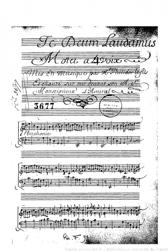 Philidor - Te Deum laudamus, Motet à 4 voix - Complete manuscript score