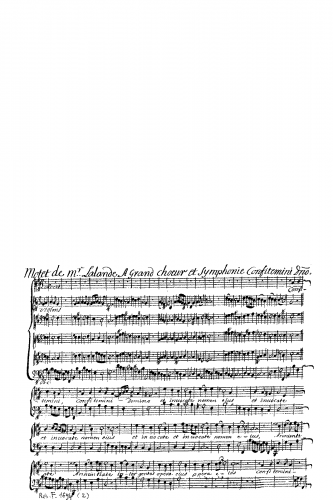 Lalande - Confitemini Domino, S.68 (1st Version) - Score