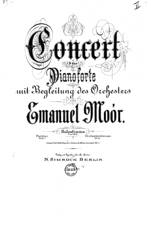 Moór - Piano Concerto in D major - Piano solo (with orchestral cues)