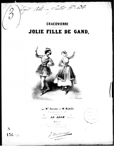 Adam - La Jolie Fille de Gand - Selections For Piano solo (Adam) - Cracovienne