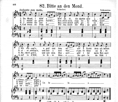 Folk Songs - Bitte an den Mond - Score