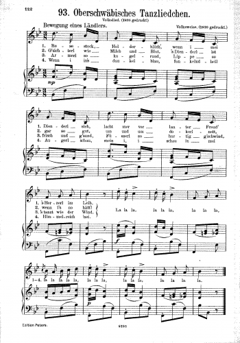 Folk Songs - Tanzlied aus Oberschwaben - Score