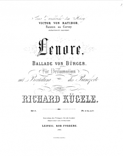 Kügele - Lenore, Op. 8 - Score