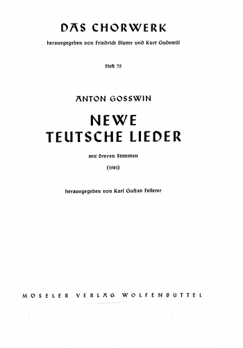 Gosswin - Newe teutsche Lieder - Score