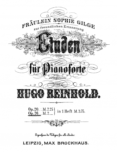 Reinhold - 3 Etudes, Op. 26 - Score