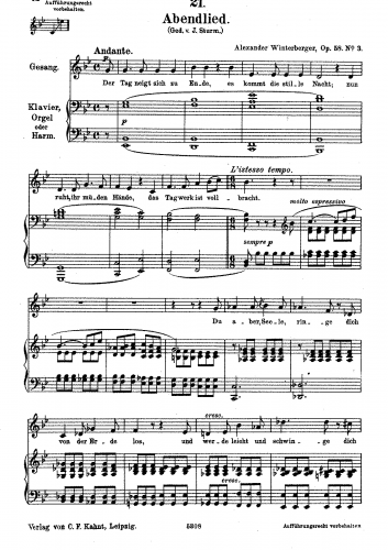 Winterberger - Lieder, Op. 58 - Score