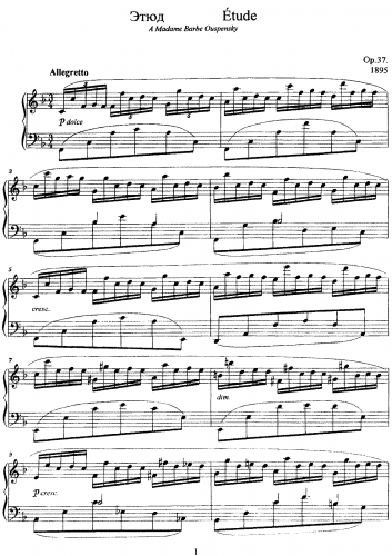 Lyadov - Etude, Op. 37 - Score