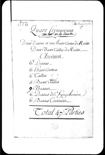 Lalande - Quare fremerunt gentes, Grand motet - Score