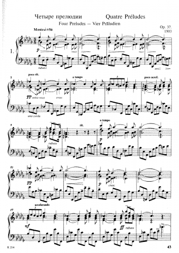Scriabin - 4 Preludes, Op. 37 - Score