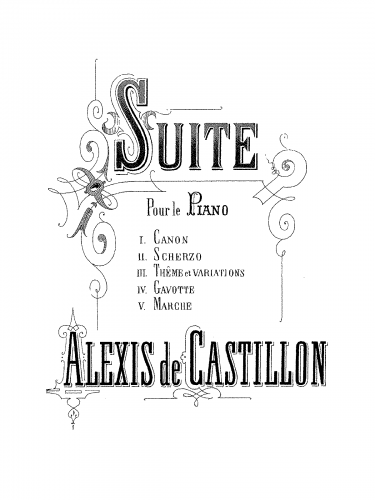 Castillon - Suite for Piano, Op. 5 - Score