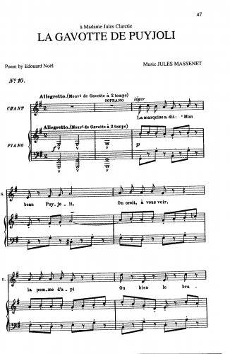 Massenet - La gavotte de Puyjoli - Score