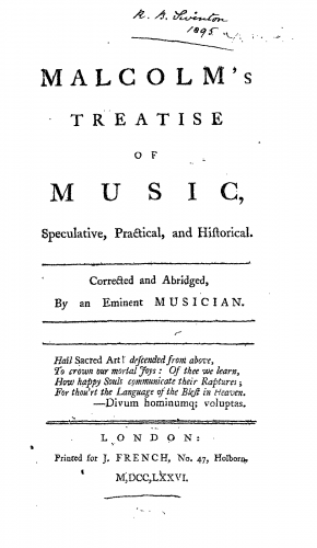 Malcolm - Treatise of Musick - Complete abridged edition