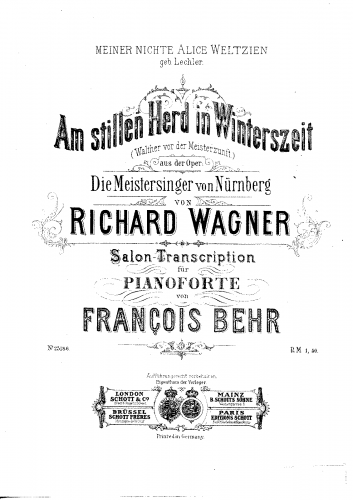 Behr - Salon-Transcription on 'Am stillen Herd in Winterszeit' - Piano Score