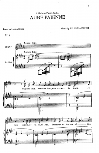 Massenet - Aube païenne - Score