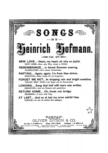 Hofmann - Liedercyclus - Score