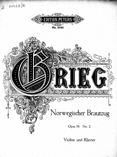 Grieg - Scenes of Country Life Op. 19 - Norwegischer Brautzug (No. 2) For Violin and Piano (Hermann)