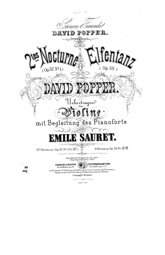 Popper - Elfentanz - For Violin and Piano (Sauret)