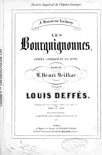Deffès - Les Bourguignonnes - Vocal Score - Score