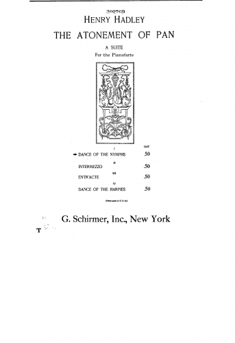 Hadley - The Atonement of Pan - Suite for Piano (Composer) - Score