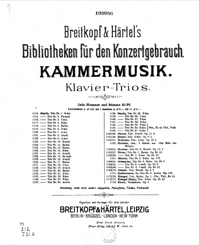 Jadassohn - Piano Trio No. 2, Op. 20
