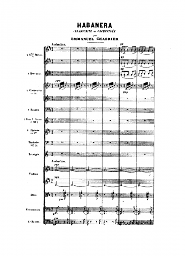 Chabrier - Habanera - For Orchestra (Chabrier) - Full Score