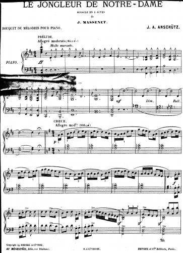 Anschütz - Bouquet de mélodies sur 'Le jongleur de Notre-Dame' - Score