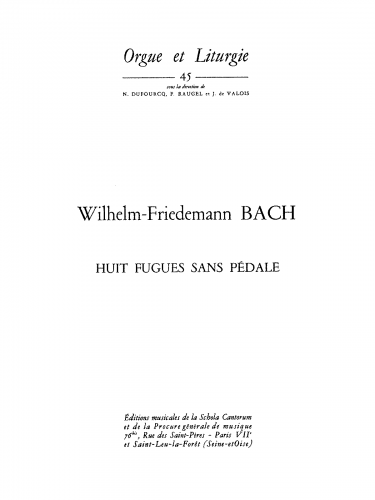 Bach - Huit fugues sans pédale - Score