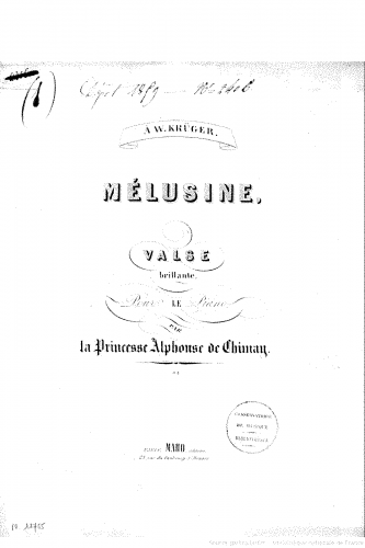 Mercy-Argenteau - Mélusine, Valse brillante pour le piano - Score