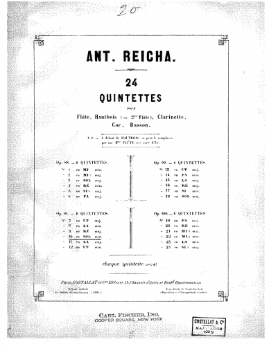Reicha - Quintuor en Sol mineur, Op. 91 No. 4