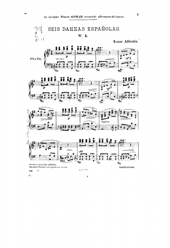 Albéniz - 6 Danzas Españolas, Op. 37 - Piano Score - No. 4.