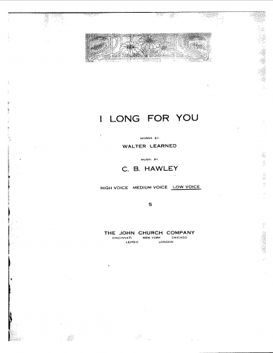 Hawley - I Long For You - Low Voice - Score