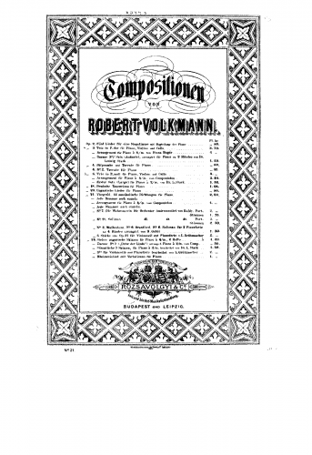 Volkmann - Klaviertrio Nr.1, Op. 3 - Scores and Parts