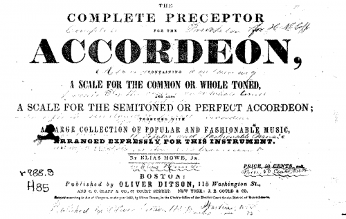 Howe - The Complete Preceptor for the Accordeon - Score