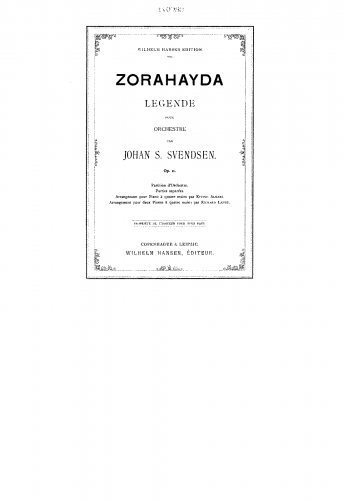 Svendsen - Zorahayda, Op. 11 - Score